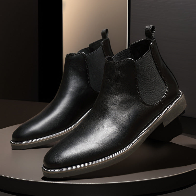 Youth Pointed Ankle Boots Large Size Men's Leather Boots