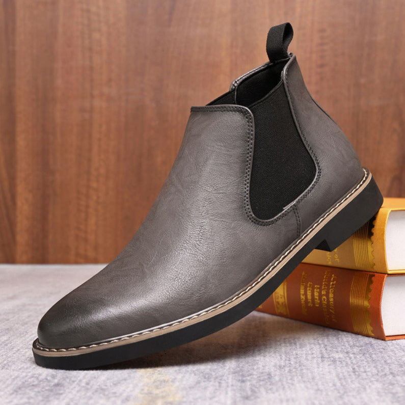 Youth Pointed Ankle Boots Large Size Men's Leather Boots